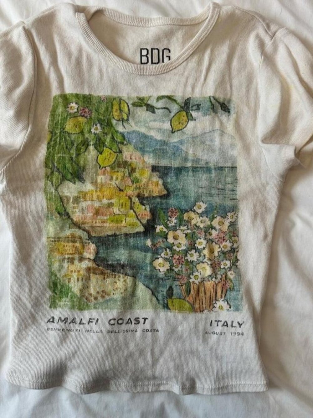 BDG Women's White and Cream T-shirt